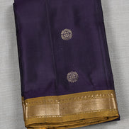 Deep Purple Silk Saree with Mustard Borders