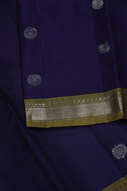 Deep Purple Silk Saree with Mustard Borders