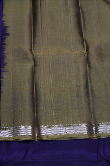 Deep Purple Silk Saree with Mustard Borders