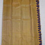 Deep Purple Silk Saree with Mustard Borders