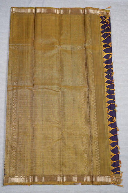 Deep Purple Silk Saree with Mustard Borders