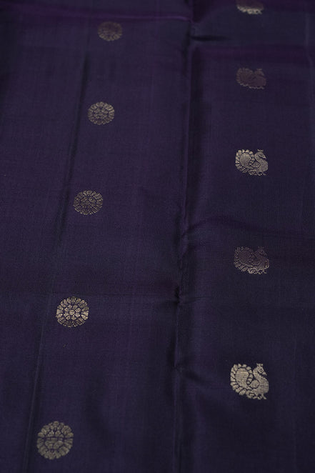 Deep Purple Silk Saree with Mustard Borders