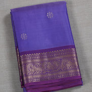 Purple Light Weight Kanchipuram Silk Saree With Magenta Pink Borders
