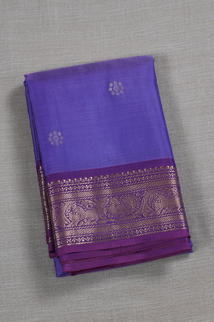 Purple Light Weight Kanchipuram Silk Saree With Magenta Pink Borders