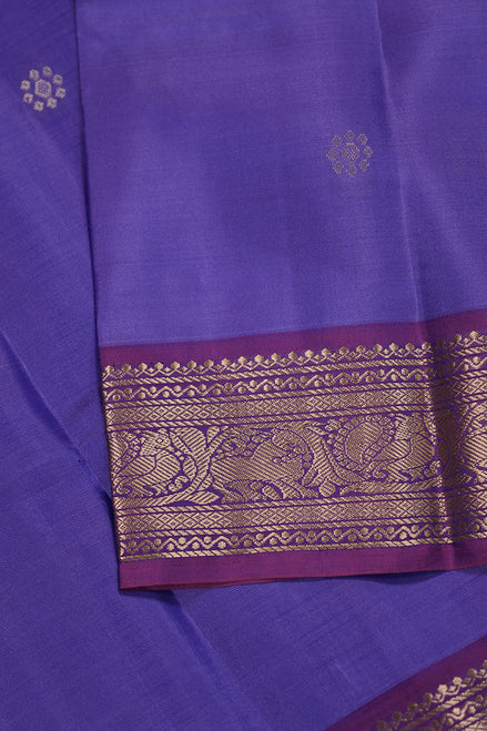 Purple Light Weight Kanchipuram Silk Saree With Magenta Pink Borders