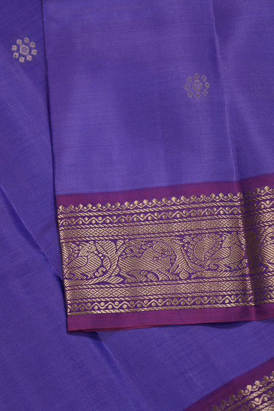 Purple Light Weight Kanchipuram Silk Saree With Magenta Pink Borders