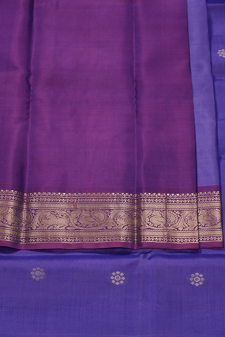 Purple Light Weight Kanchipuram Silk Saree With Magenta Pink Borders