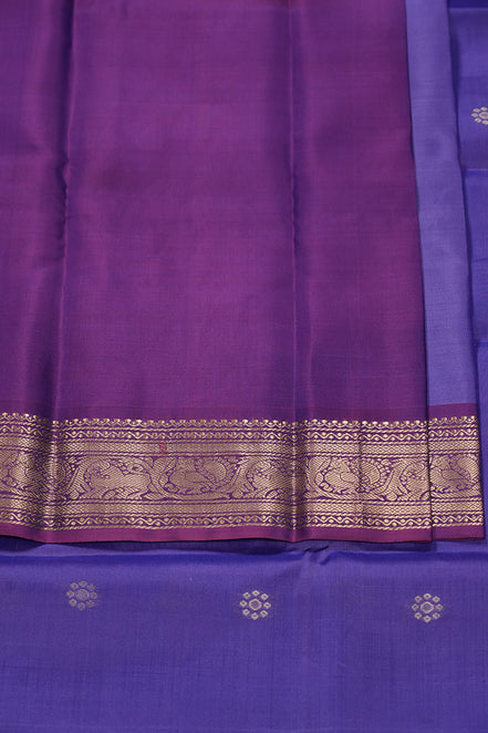 Purple Light Weight Kanchipuram Silk Saree With Magenta Pink Borders