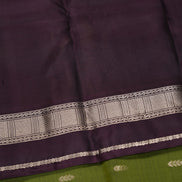 Olive Green Soft Silk Saree With Plum Color Borders