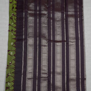Olive Green Soft Silk Saree With Plum Color Borders