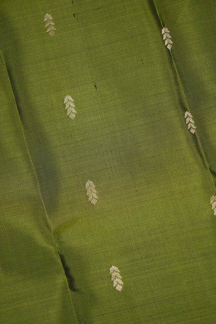 Olive Green Soft Silk Saree With Plum Color Borders