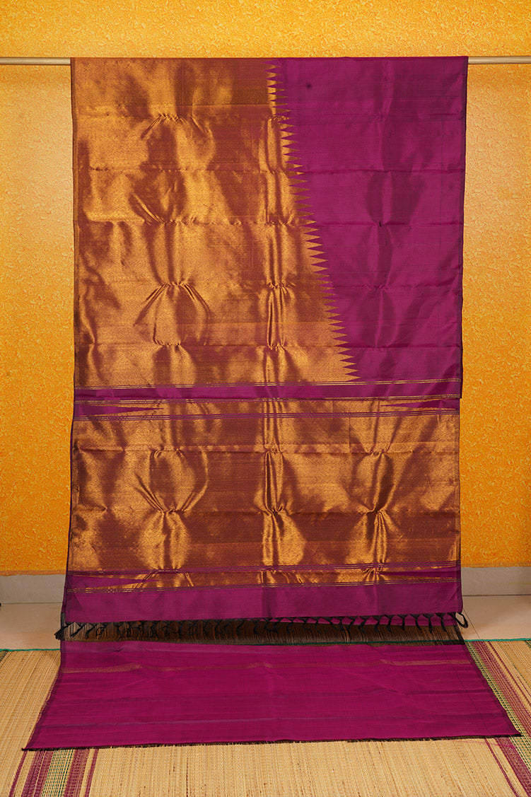 Magenta Pink Rising Border Kanchipuram Silk Saree