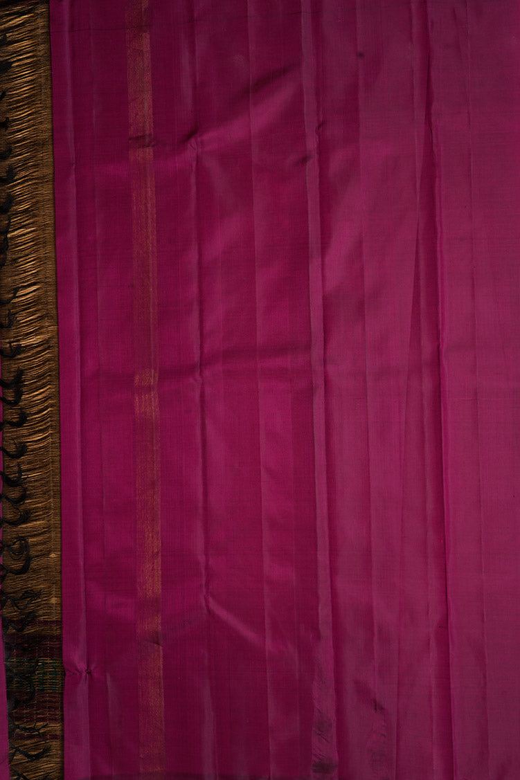 Magenta Pink Rising Border Kanchipuram Silk Saree