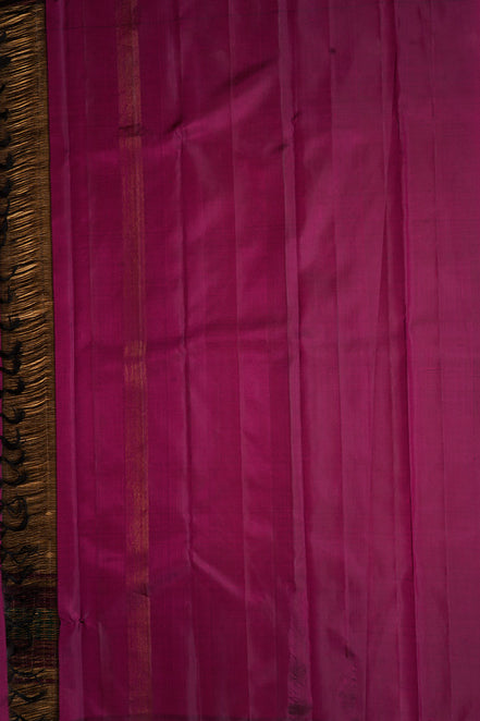 Magenta Pink Rising Border Kanchipuram Silk Saree