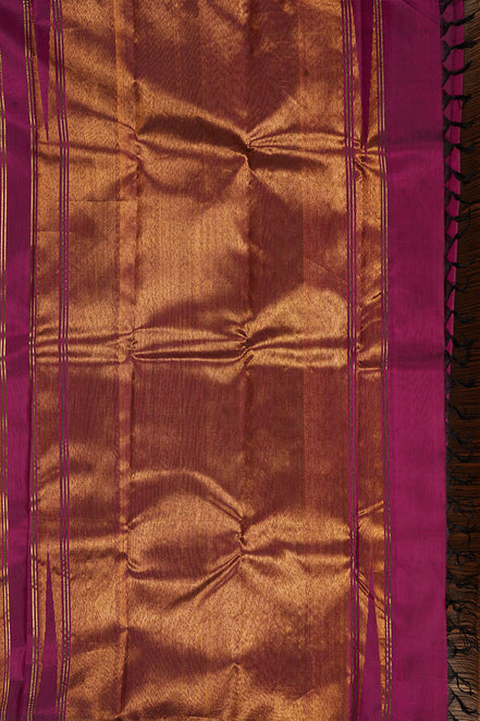Magenta Pink Rising Border Kanchipuram Silk Saree