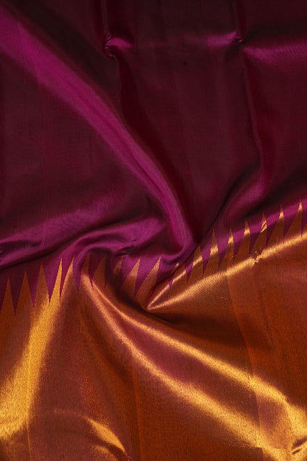 Magenta Pink Rising Border Kanchipuram Silk Saree