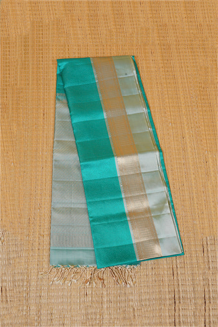 Aquamarine Blue Pure Soft Silk Saree with Mint Color Borders