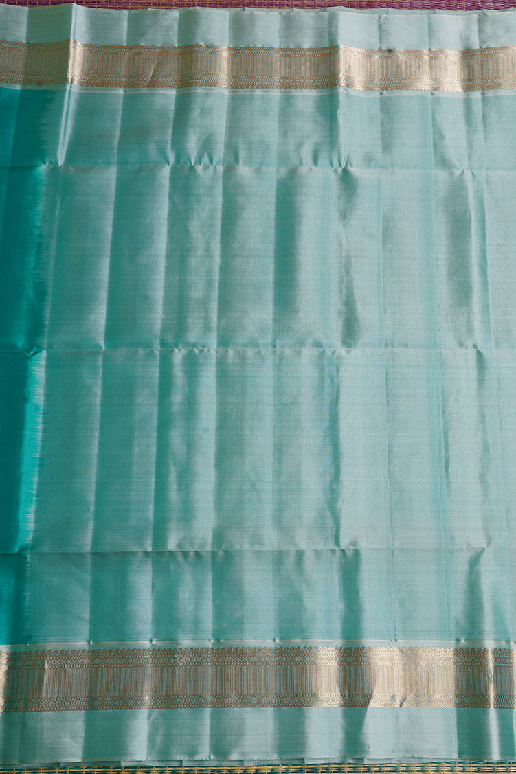 Aquamarine Blue Pure Soft Silk Saree with Mint Color Borders