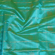 Aquamarine Blue Silkcotton Saree with Coffee Brown Borders