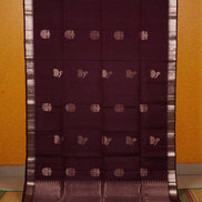 Betel Nut Brown Pure Soft Silk Saree with Almond Zari Borders