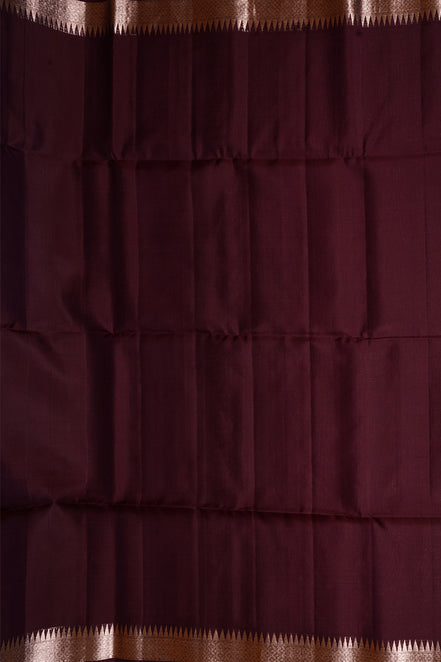 Betel Nut Brown Pure Soft Silk Saree with Almond Zari Borders