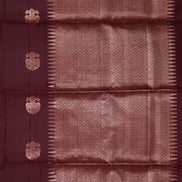 Betel Nut Brown Pure Soft Silk Saree with Almond Zari Borders