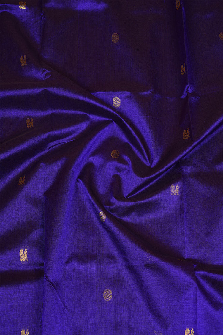 Dark Blue Silkcotton Saree with Light Blue Borders