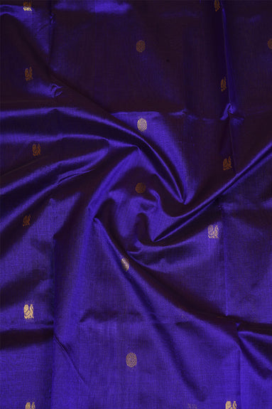 Dark Blue Silkcotton Saree with Light Blue Borders