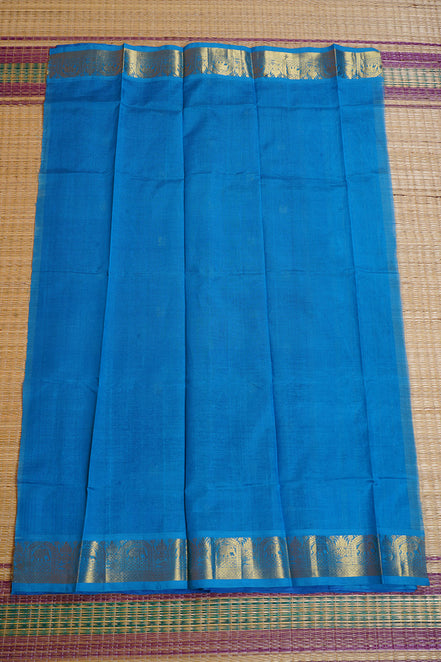 Dark Blue Silkcotton Saree with Light Blue Borders