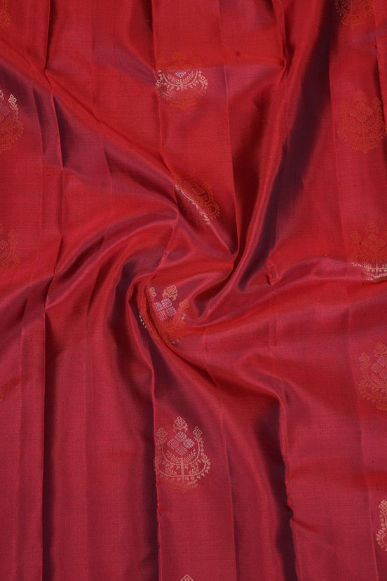 Brick Red Pure Lightweight Kanchipuram Silk Saree with Coffee Brown Borders