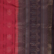 Brick Red Pure Soft Silk Saree with Coffee Brown Borders