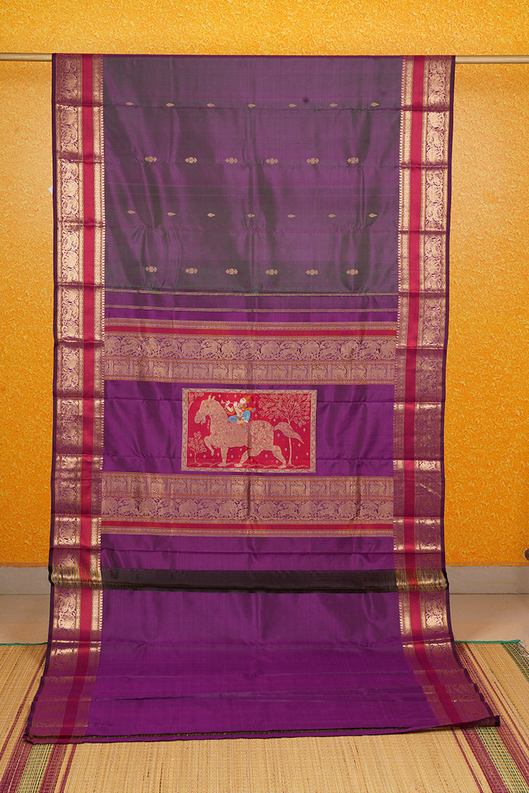 Bluish Pink Vintage Kanchipuram Silk Saree