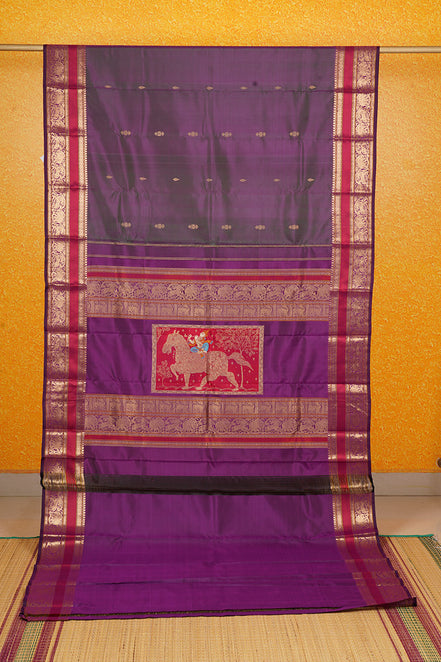 Bluish Pink Vintage Kanchipuram Silk Saree