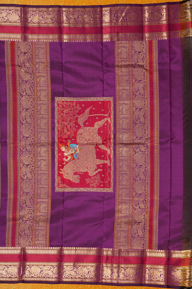 Bluish Pink Vintage Kanchipuram Silk Saree