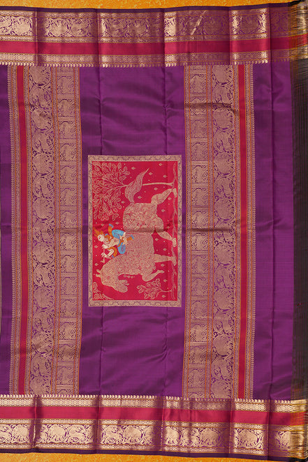 Bluish Pink Vintage Kanchipuram Silk Saree