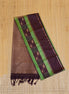 Dark Brown and Green Checked Kanchipuram Semi Soft Silk Saree