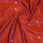 Burnt Orange Pure Soft Silk Saree with Coffee Brown Borders