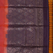 Burnt Orange Pure Soft Silk Saree with Coffee Brown Borders