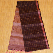 Coffee Brown  pure soft silk  Saree with  dusty pink selvedge