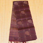 Coffee Brown Checkered Bordeless Pure Soft Silk Saree