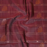 Coffee Brown Checkered Bordeless Pure Soft Silk Saree