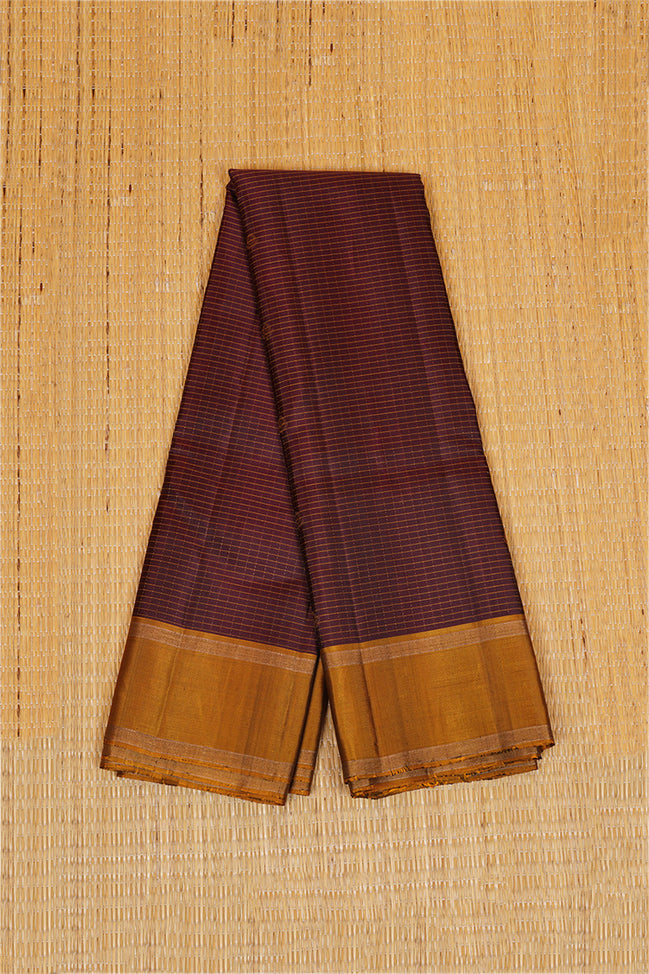 Coffee Brown Pure Soft Silk Saree with Mustard Yellow Borders
