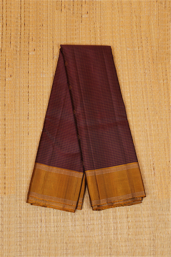 Coffee Brown Pure Soft Silk Saree with Mustard Yellow Borders