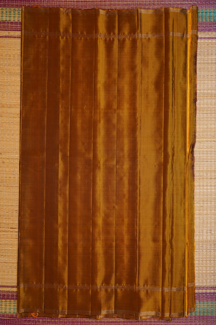 Coffee Brown Pure Soft Silk Saree with Mustard Yellow Borders