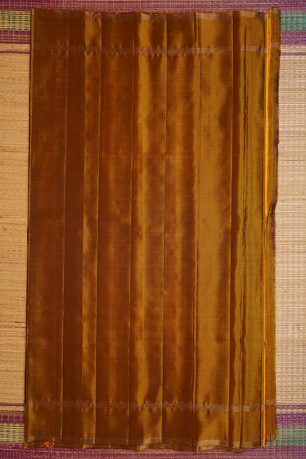 Coffee Brown Pure Soft Silk Saree with Mustard Yellow Borders