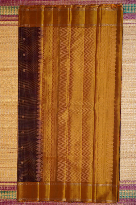 Coffee Brown Pure Soft Silk Saree with Mustard Yellow Borders