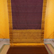 Coffee Brown Pure Soft Silk Saree with Mustard Yellow Borders