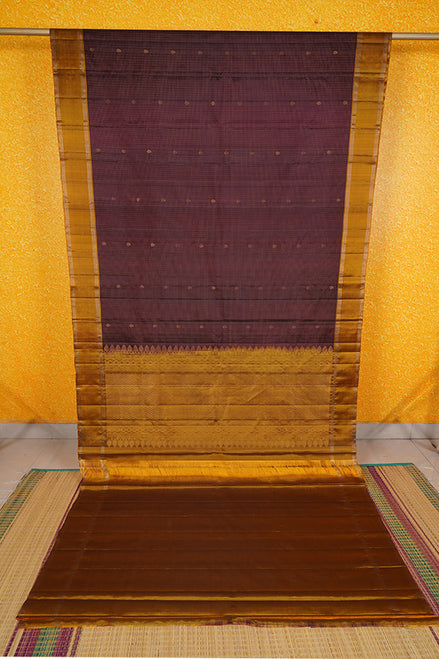 Coffee Brown Pure Soft Silk Saree with Mustard Yellow Borders