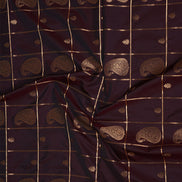 Coffee Brown Kanchipuram Semi Soft Silk Saree with Yellow Borders