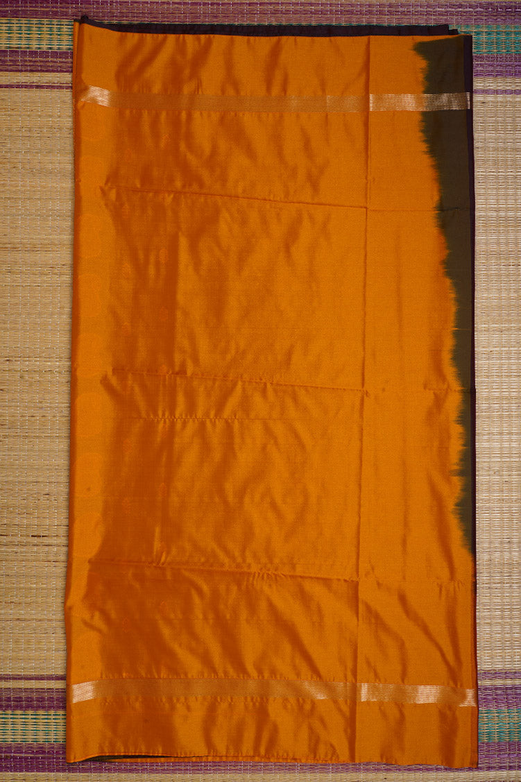 Coffee Brown Kanchipuram Semi Soft Silk Saree with Yellow Borders